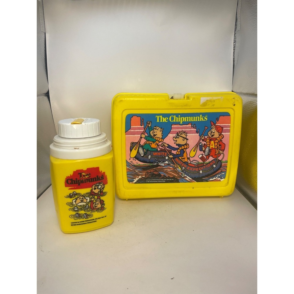 Vintage 1984 The Chipmunks Plastic Lunch Box and Thermos